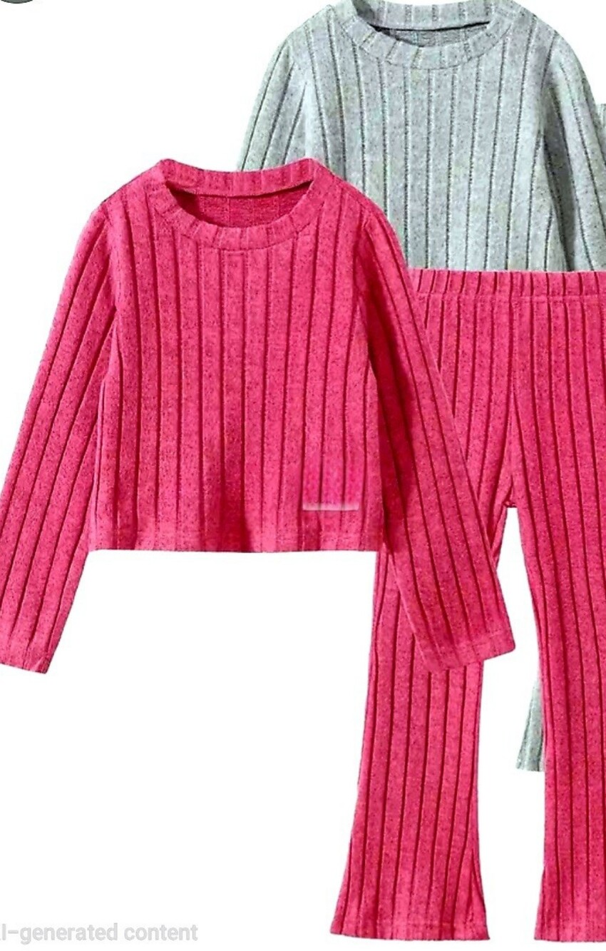 Kids Colorful Ribbed Knit 2-Ppc. Set - Picture 3 of 4